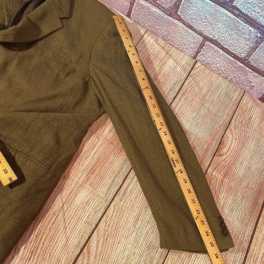 Donna Karan 44L Olive Brown Wool Silk Blazer Great Condition